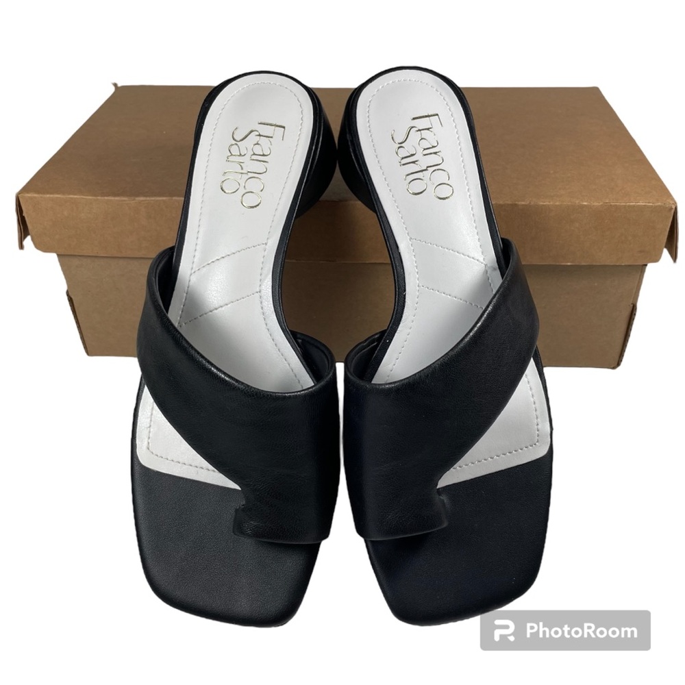 Franco Sarto Black and White Slide Sandals